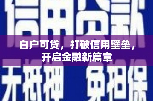 南投白户可贷，打破信用壁垒，开启金融新篇章