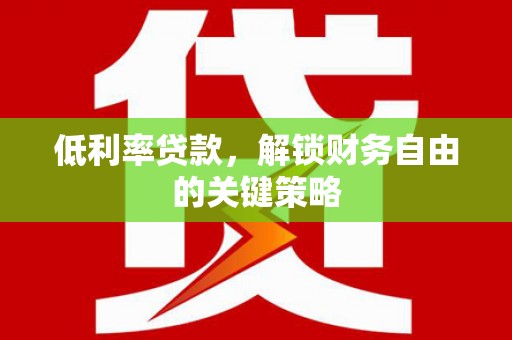 南投低利率贷款，解锁财务自由的关键策略