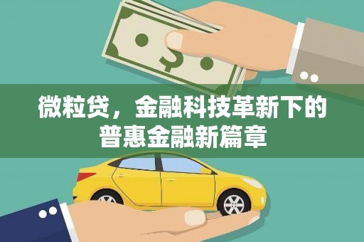 南投微粒贷，金融科技革新下的普惠金融新篇章