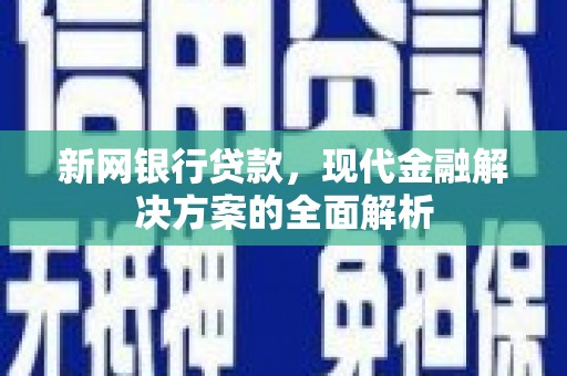 南投新网银行贷款，现代金融解决方案的全面解析