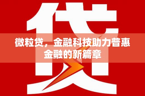 南投微粒贷，金融科技助力普惠金融的新篇章
