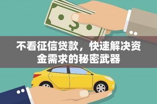 南投不看征信贷款，快速解决资金需求的秘密武器