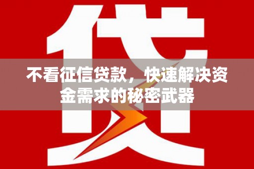 南投不看征信贷款，快速解决资金需求的秘密武器