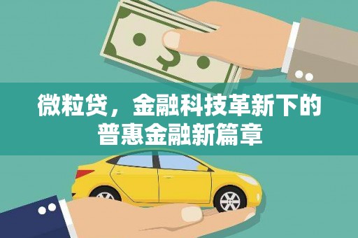 南投微粒贷，金融科技革新下的普惠金融新篇章